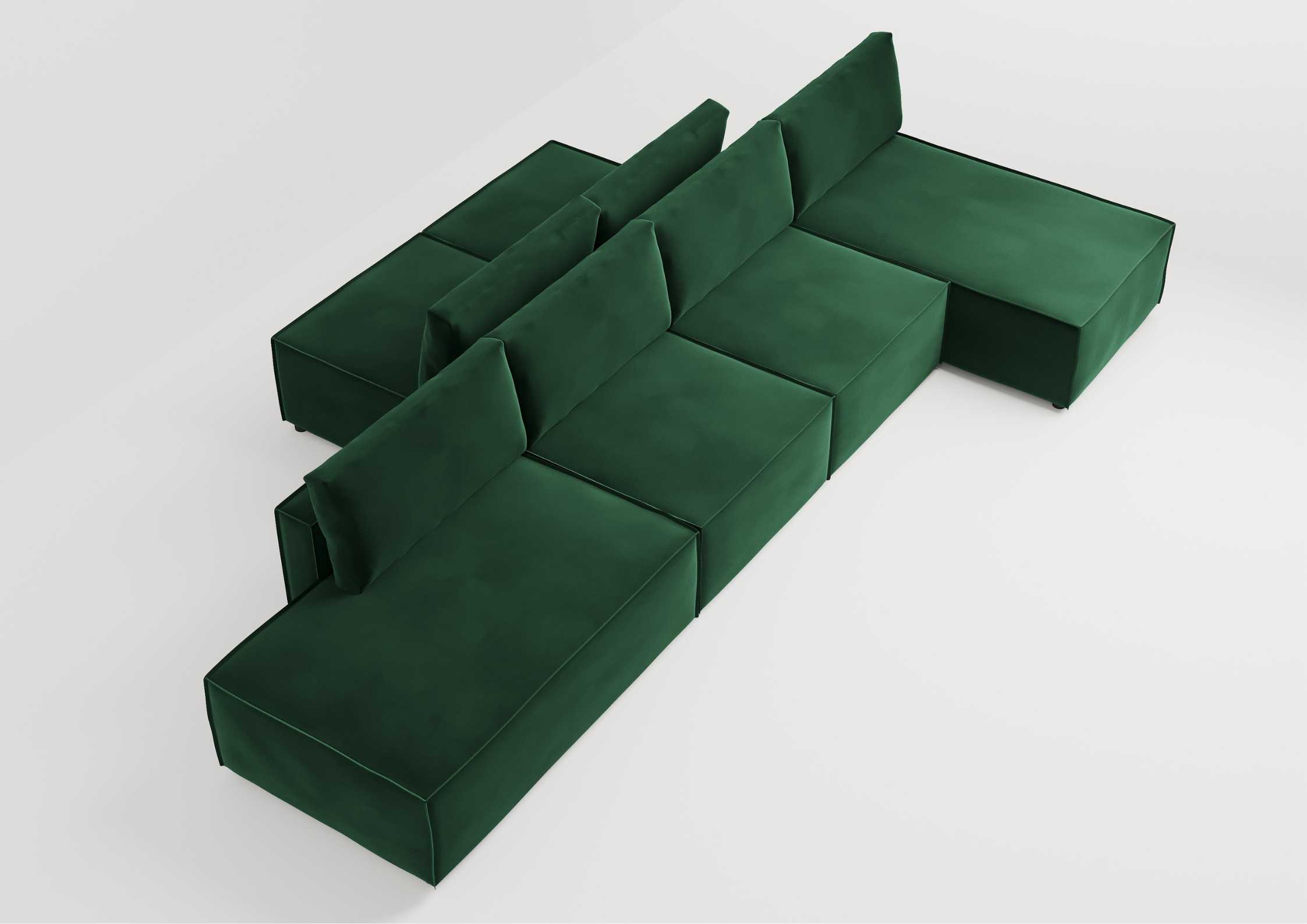 Modułowy narożnik z przeszyciami w kolorze zielonym